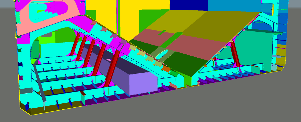 3D CAD model of an integrated marine stainless steel urea storage tank designed within the ship’s hull structure and fabricated by WTS