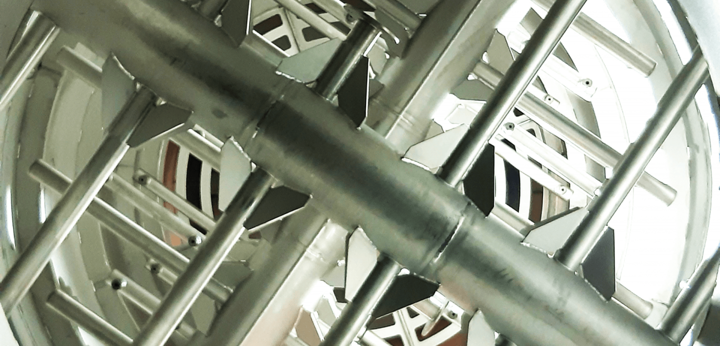 Stainless‑steel internals of an industrial marine scrubber system used for flue gas desulfurization (FGD) in pollution control applications