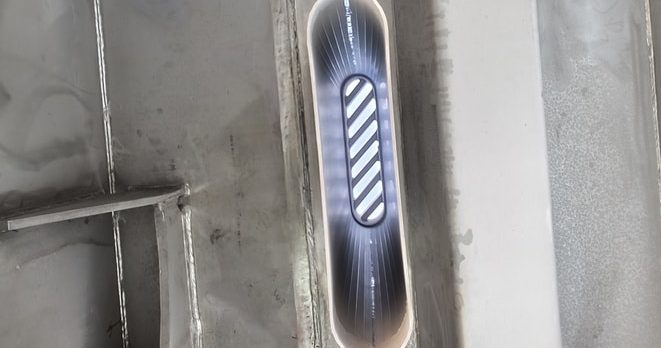 Internal section of a welded duplex stainless steel structure featuring complex welded joints and reinforced fabrication details