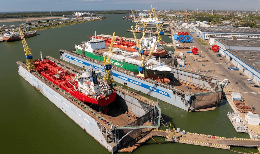 aerial view of the western shipyard infrastructure