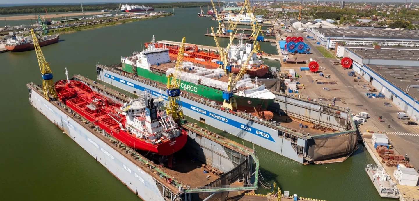 aerial view of western shipyard pier
