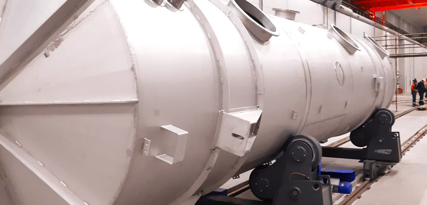 large stainless steel industrial absorber vessel